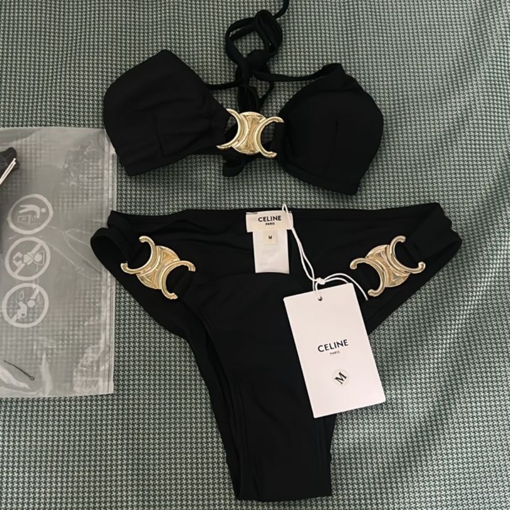 Black, Celine Bikini with Gold Accents